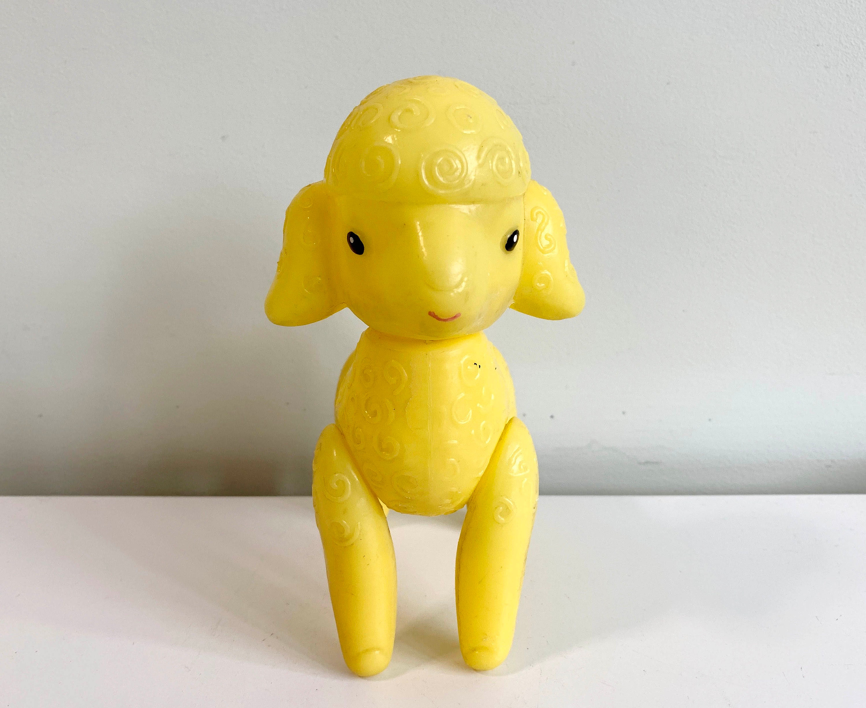 Articulated Lamb Figure Yellow 70s Vintage Soviet Plastic Toy Etsy