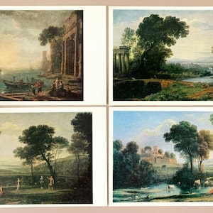 Museos soviéticos Pintor barroco Claude Lorrain 13 Juego de postales, tarjetas de bellas artes de gran formato 1987 URSS, Scrapbooking, Paper Ephemera