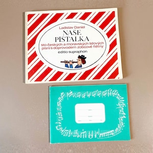 Daniel Ladislav Checo Cancionero infantil Naše píšťalka + Cuaderno de partituras en blanco 1987, Regalo de profesor de música, Educación musical vintage