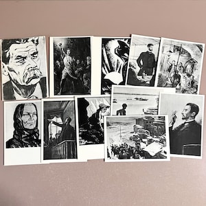 Postales de artistas soviéticos que ilustran las obras de Maxim Gorky, 1970, juego de 10, idea de regalo, ilustraciones en blanco y negro