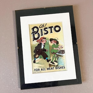 Póster vintage enmarcado de Bisto, impresión publicitaria, decoración de cocina, cafetería, regalo, decoración de baño, casa de campo, década de 1990, Cottagecore