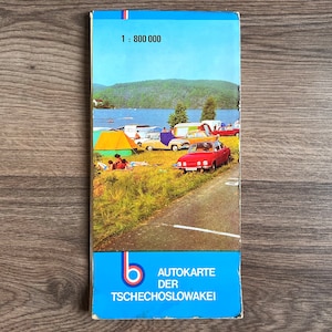 Autokarte der Tschechoslowakei vintage Langue allemande Tchécoslovaquie Carte de voyage touristique, vintage Carte de voyage automobile, URSS, CSSR
