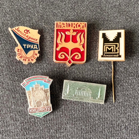 Set of 5 Soviet Cities Patriotic Enamel Pins Badg… - image 5