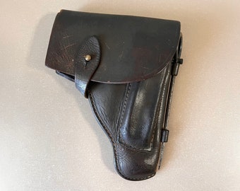 Vintage Soviet Makarov Pistol Holster Black Leather Police Issue Cleaning Rod Clip Holder Retro Chic Decor