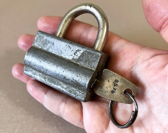 Soviet Padlock Steel Shackle Vintage USSR Working Lock Retro Hardware Collector Piece 1970s