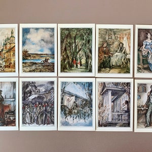 Alexandre Pouchkine Александр Пушкин Poète russe 32 Dessins Collector Carte postale Ensemble URSS 1984 Russe, Cartes illustrées, Vintage soviétique