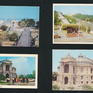 4 cartoline Città ucraine Odesa Ucraina Anni '70/'80 Ufficio postale Turismo sovietico Cartoline turistiche Cartoline delle vacanze non pubblicate