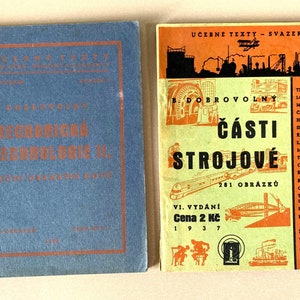 2x Czech Technical Textbooks 1930s Části Strojové and Mechanická Technologie II Metal Working Illustrated School Book Technical Books