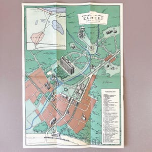 Kemeri Resort Vintage 1959 Mapa turístico Letônia Soviética URSS Ķemeri Folheto de viagem