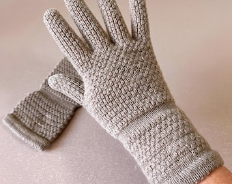 Womens Winter Gloves Knitted Vintage Soviet 1980s Brown Wool USSR Fashion Accessory Baltic Knit Mid Century Retro Winter Apparel Medium