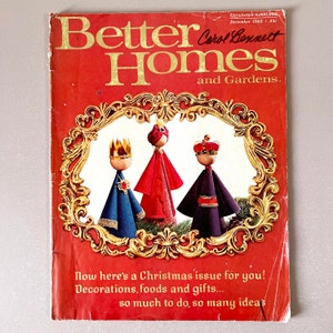 May include: A vintage Better Homes and Gardens magazine cover from December 1963 featuring a Christmas theme. The cover features a gold-framed illustration of three wise men with crowns and robes, standing in front of a Christmas tree.