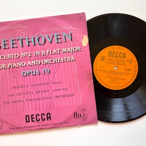 Wilhelm Backhaus - Beethoven: Concerto No. 2 In B Flat Major For Piano And Orchestra, Opus 19 (10&quot;) Vinyl Album LP Music Teacher Gift