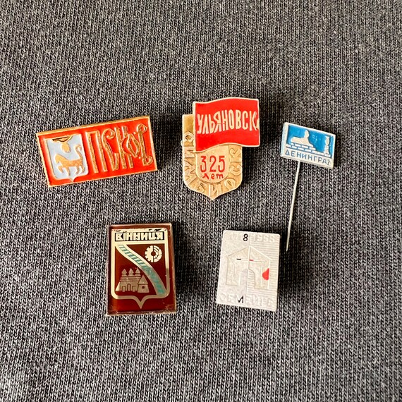 Set of 5 Soviet Cities Patriotic Enamel Pins Badg… - image 5