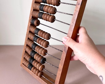 Vintage Soviet Abacus 10 Rows Wooden Счеты USSR Student Math Toy Mid Century Aesthetic Decor