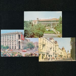 Cartões postais de cidades ucranianas Odesa Lviv Kyiv década de 1970 Conjunto turístico soviético Cartões de férias não postados