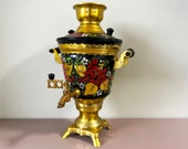 Soviet Hand Painted Khokhloma Electric Samovar, Water Kettle USSR 1991 - 3 Liter Electric Kettle Russian Water Urn, Tea Gifts