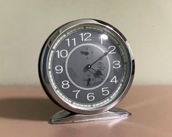 Vintage HOFEA Chinese Mechanical Alarm Clock China Made 1970s Rare Collectible, Bedroom Block, Table Clock, Tick Tock Clock