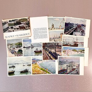 Conjunto de 12 postales de Albert Marquet, colección de artistas fauvistas de la URSS de 1967