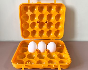 Retro Orange Oval Ei Tragetasche für 20 Eier, Vintage Einkaufsbehälter für Eierhalter Eierkorb Tablett Feinschmecker Geschenk für Mama