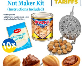 Complete Oreshki Nut Maker Kit with Boiled Condensed Milk & Vanilla Sugar • Traditional Ukrainian Cookie Mold Set Authentic Gift for Bakers