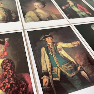 Museo statale russo - Ritratti del 18 ° secolo Fine Art Cartolina Set 1988 URSS Costumi Artisti famosi Dipinti, Carta Ephemera