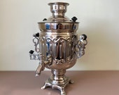 ЗШВ ZSHV Soviet 3L Samovar Nickel-Plated Electric Kettle Самовар 1990 USSR Russian Samovar, Tea Kettle, Water Urn, Tea Gifts