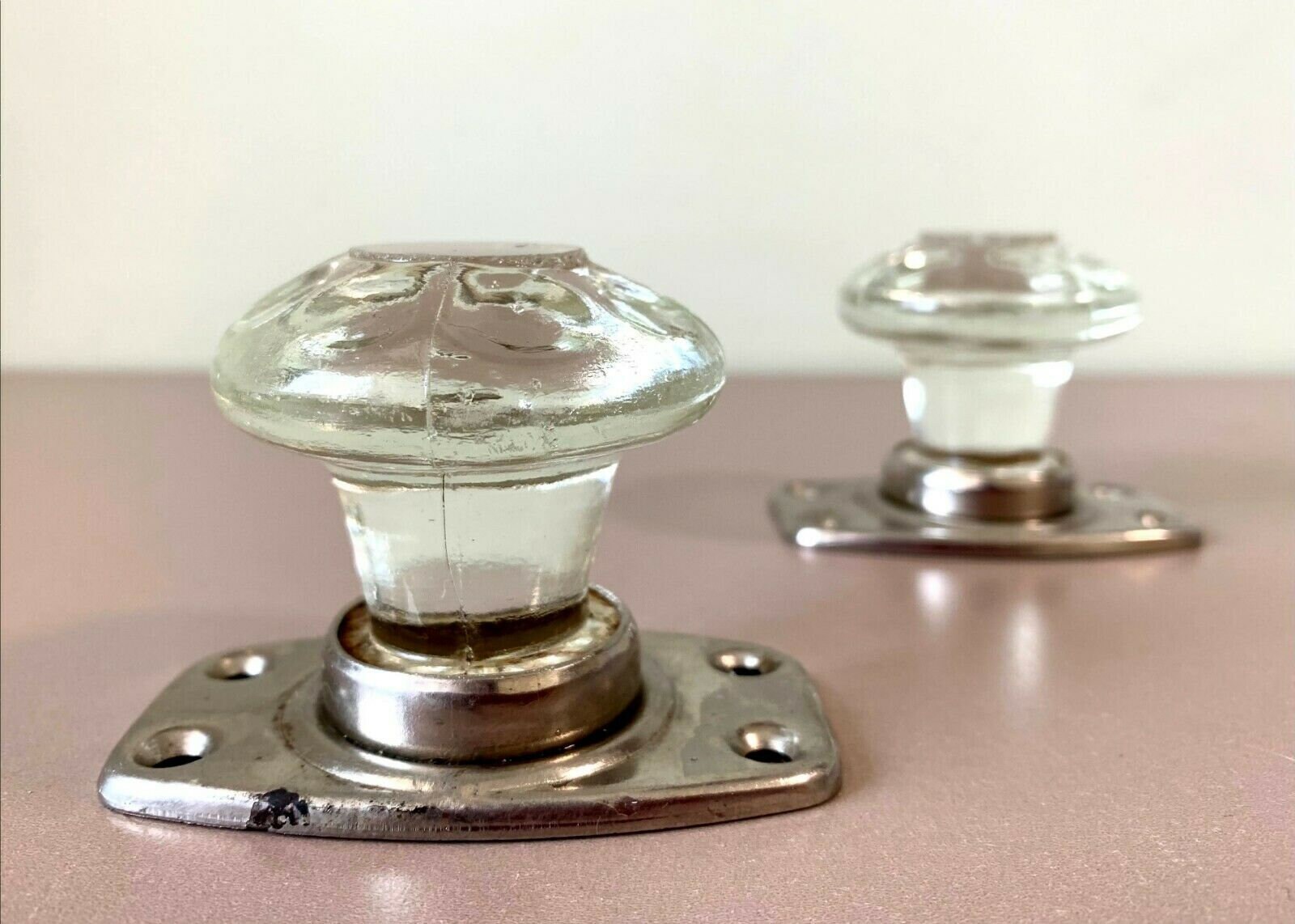 2 Round Clear Glass Door Knobs Vintage 1960s Soviet USSR Etsy