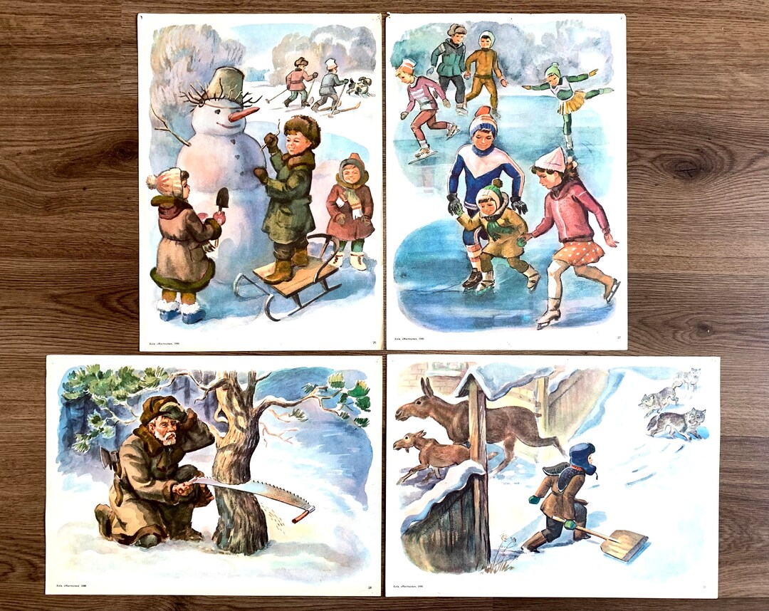 Original Set of 28 Soviet School Classroom Illustration Posters ...