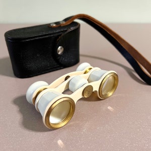 Vintage Soviet Opera Glasses Theater Binoculars Made in USSR 1950s Leather Case Soviet Binoculars Theatre Glasses Bakelite & Brass