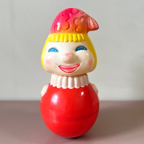 Nevalyashka — Vintage Celluloid Roly-Poly Petrushka Musical Rocking Doll Toy USSR 1960s 音乐的玩具圆滚滚 Collectable Doll Soviet Toy Nursery Toy