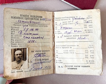 Rare Pension & Medal Coupons Soviet USSR 1957 Gulko, Гулько, Дмитрий Степанович ID Communism - Original Historical Artifacts with Photos