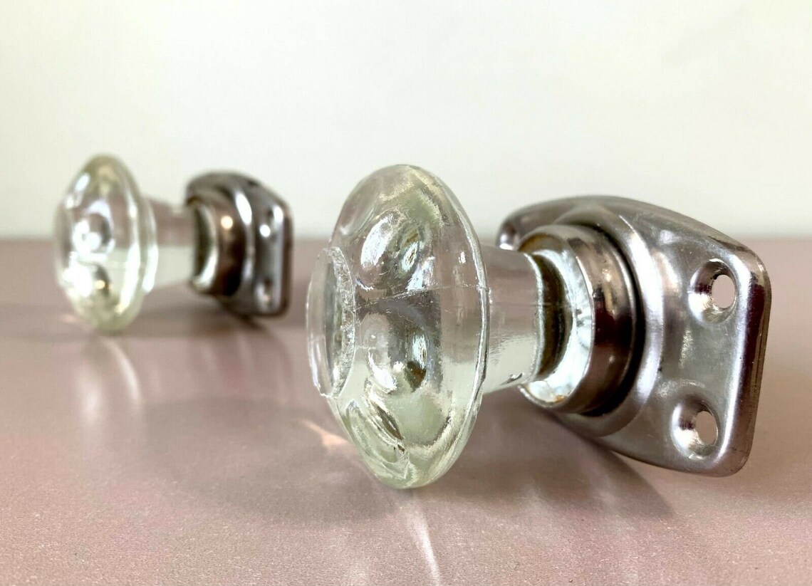 2 Round Clear Glass Door Knobs Vintage 1960s Soviet USSR Etsy
