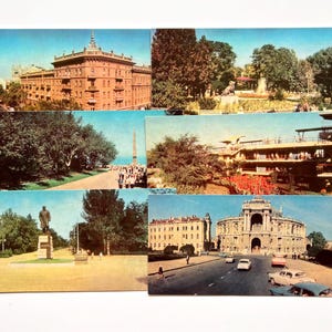 Hero City Odesa - Город-герой Одесса URSS 6x set di cartoline panoramiche vintage 1968 inglese/russo