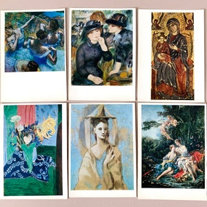 Riproduzioni d'arte classica - Museo statale di belle arti Pushkin Set di 12 cartoline 1970 URSS, cartoline da museo per collezionisti