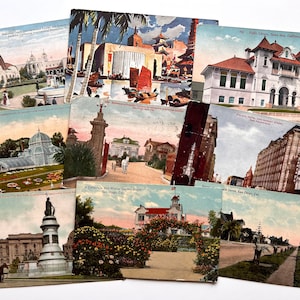 Set 9x Antique 1910-30s California Postcard San Francisco, San Diego, Santa Ana Souvenir Postcards Deltiology, Scrapbooking, Ephemera