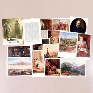 Ensemble de cartes postales Mykola Ge/Николай Ге 14 1966 Art russe ukrainien URSS éphémères vintage