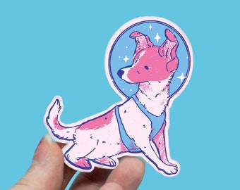 Laika Space dog - waterproof Sticker decal - cute - stationery - layerlunar