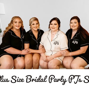 Plus Size Bridal Party Pajamas, Cotton Pajama Set, Bridesmaid pajama set, Bridesmaid Pjs, Bride Pajamas, Bachelorette Pajamas