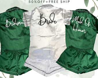 Monogrammed Satin Bridesmaid Pajamas Set: Bridal Party PJs