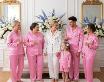 Long Sleeve Bridesmaid Pajamas,Bridal Party Long Pant Pjs,Bride Getting Ready Outfit,Bachelorette Gift,Winter Wedding Morning Sleepwear