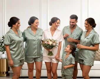 Sage green Custom Bridesmaid PJs: Monogrammed Pajama Sets