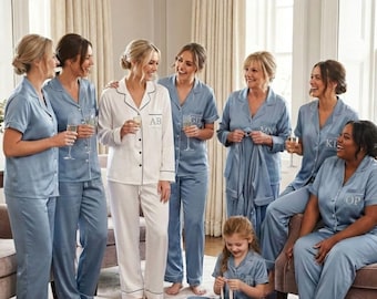 Long Pant Short Sleeve Set - Bridesmaid Pajamas - Versatile Bridal Party Gift in Breathable Satin - Bridesmaid Gifts - Burgundy Pjs