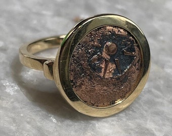 Authentieke muntring The Widow Mite, 14K goud, uniseks sieraden, oude muntsieraden, zeldzame munt, unieke ring, cadeau voor hem, cadeau voor vrouw