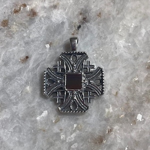 Jerusalem Criss Nano Bibelanhänger mit römischem Glas, 925er Silber, echte römische Glashalskette, Bibelanhänger, christliches Geschenk für Weihnachten