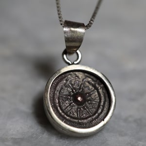 Authentic Widow Mite Coin Pendant, Mark 12:41 Biblical Coin, 925 Silver, Ancient bronze coin, Christian necklace, Unisex charm, coin jewelry