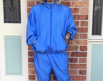 1980s Blue Purple Shell suit