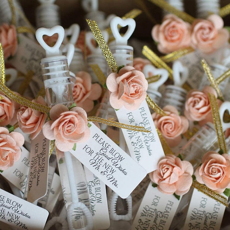 Tube de bulles de savon pour cérémonie - Petite baguette coeur bulles