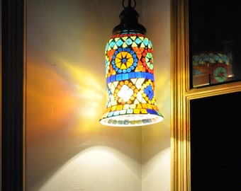 Mosaic Glass Pendant Light mosaic glass hanging lantern pendant lamp shade valentine day gift moroccan ceiling light