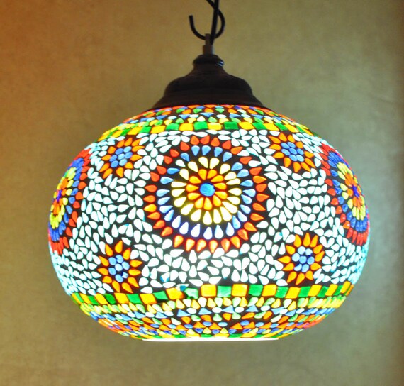 Party Decor Glass Ceiling Lamp Exclusive Pendant Multi Color Etsy