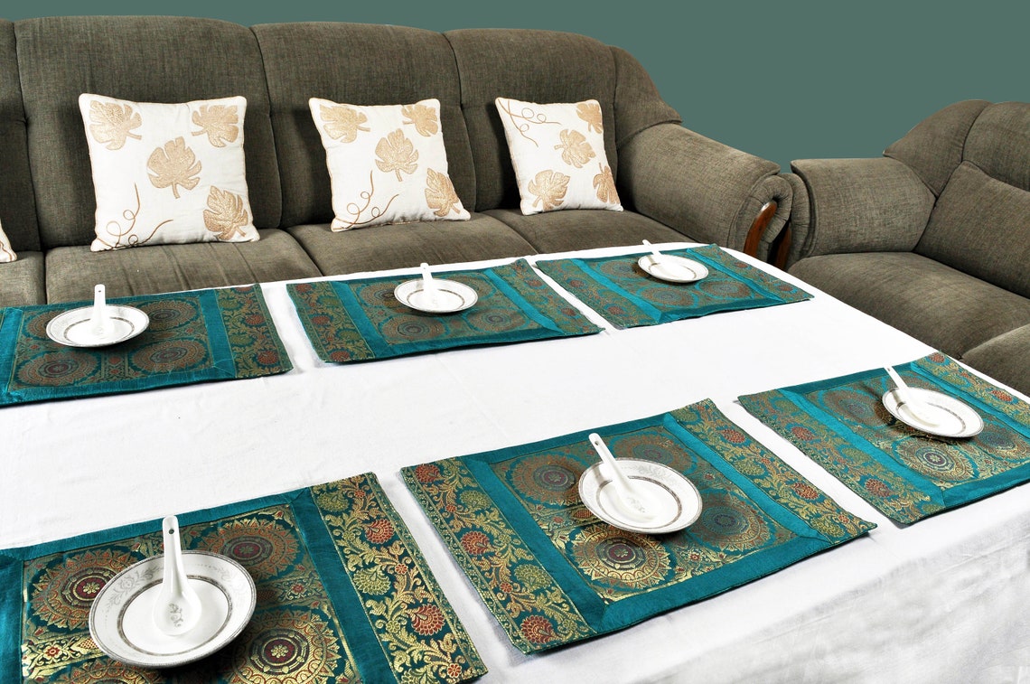 Indian Party Table Decor Mat Brocade Silk Kitchen Place Mats Etsy